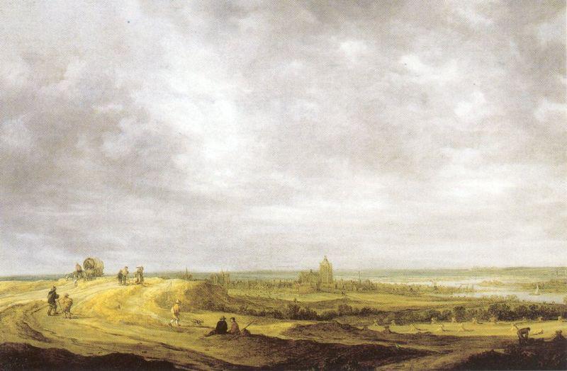 Jan van Goyen Rivierlandschap met gezicht op Arnhem. oil painting image